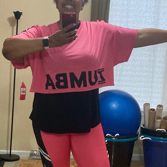 NWT Zumba X Crayon Crop Top, Color The Dance Floor Collection, Pink, XXL - Picture 2 of 8